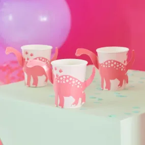 8 bicchieri per feste di dinosauro rosa da 250 ml